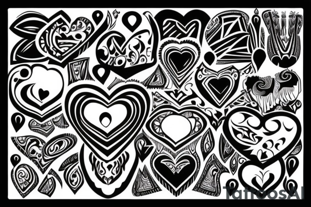 heart with tribal design around it tattoo idea