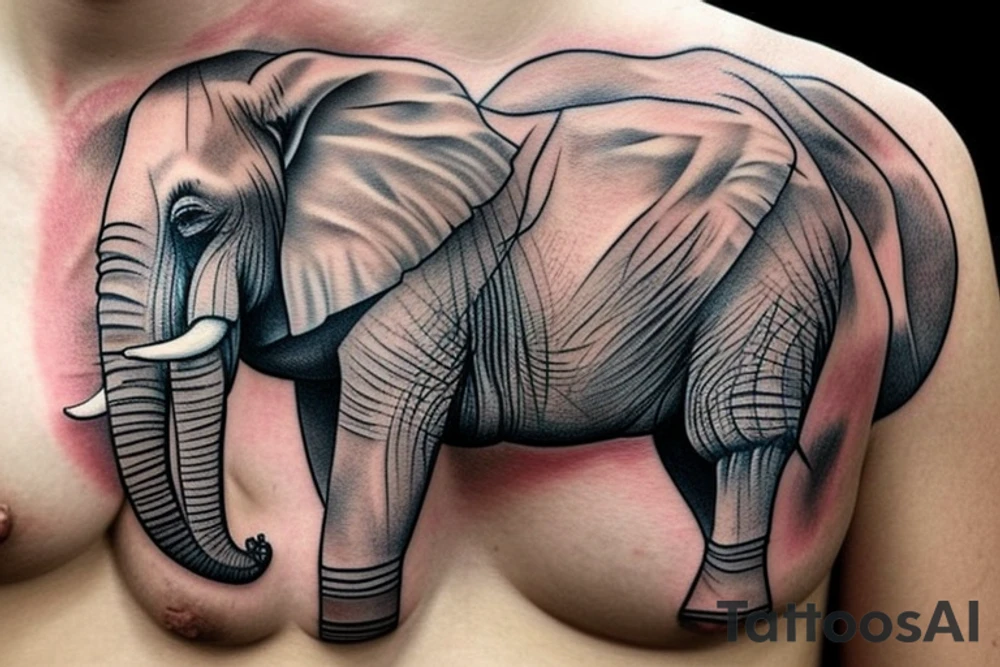 Elephant on chest tattoo idea