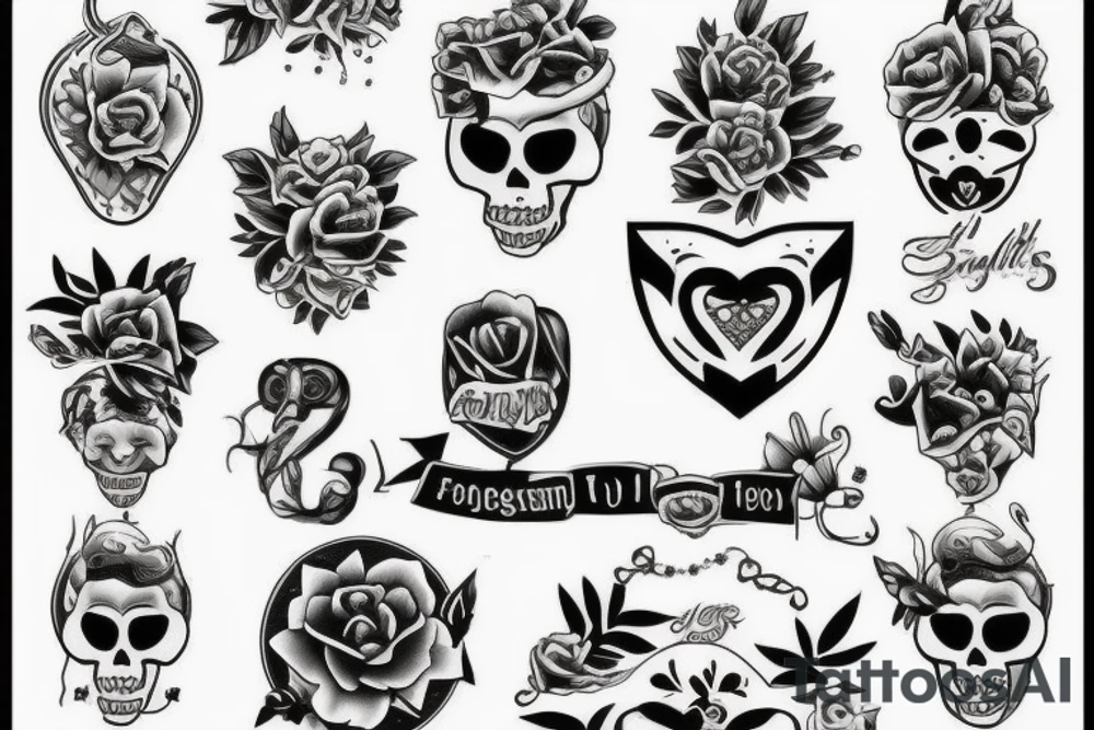 5 family members tattoo idea