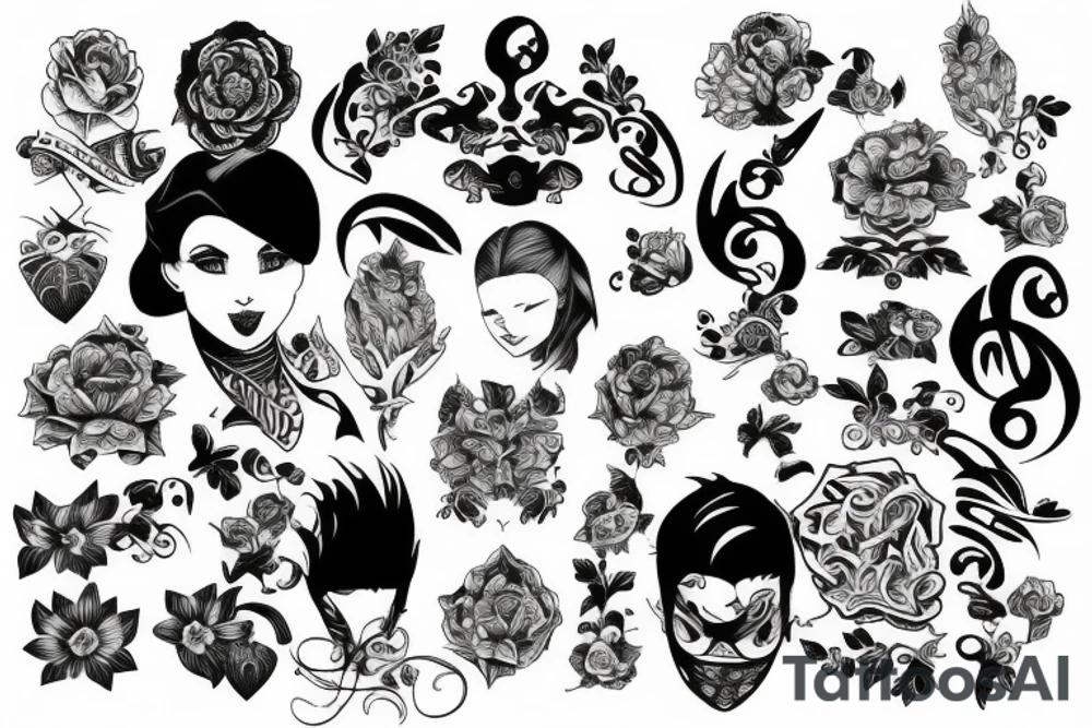 5 family members tattoo idea