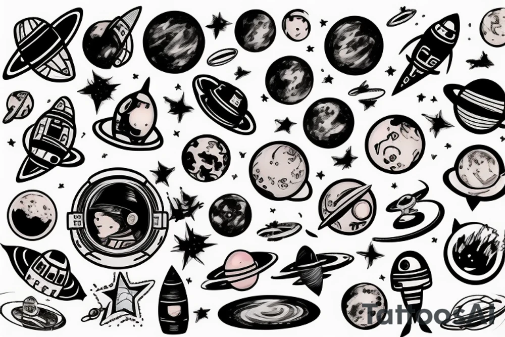 Astronaut in space tattoo idea