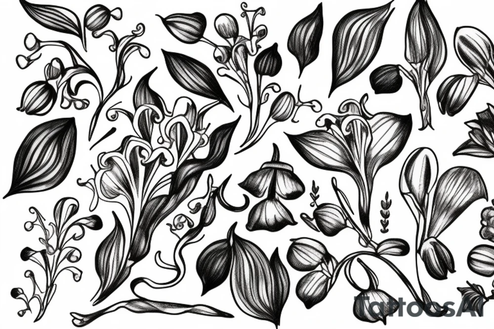L with lily of the valley flowers tattoo idea