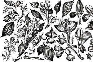 L with lily of the valley flowers tattoo idea