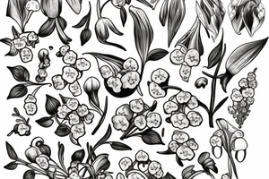 L with lily of the valley flowers tattoo idea