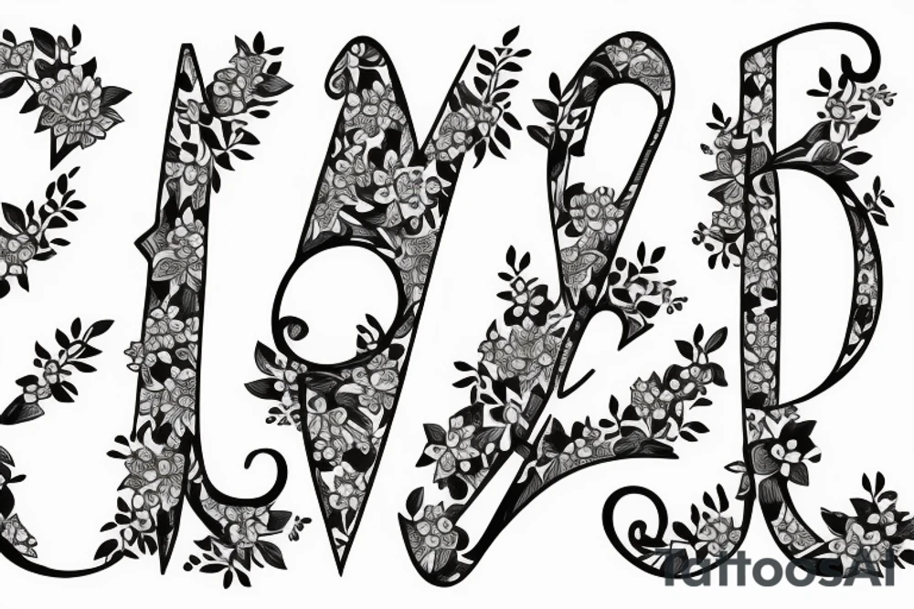 The letter “L” with lily of the valley flowers tattoo idea