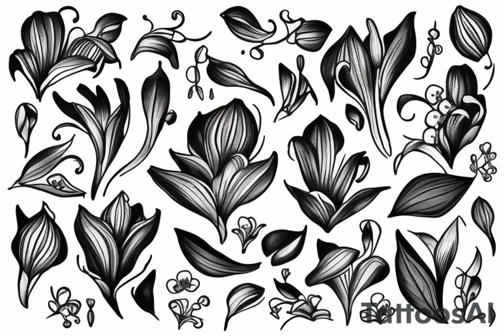 The letter “L” with lily of the valley flowers tattoo idea