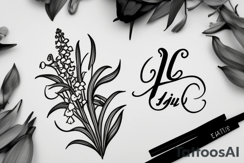 Lily of the valley flowers shaped in the letter “L” tattoo idea