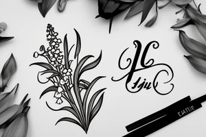 Lily of the valley flowers shaped in the letter “L” tattoo idea