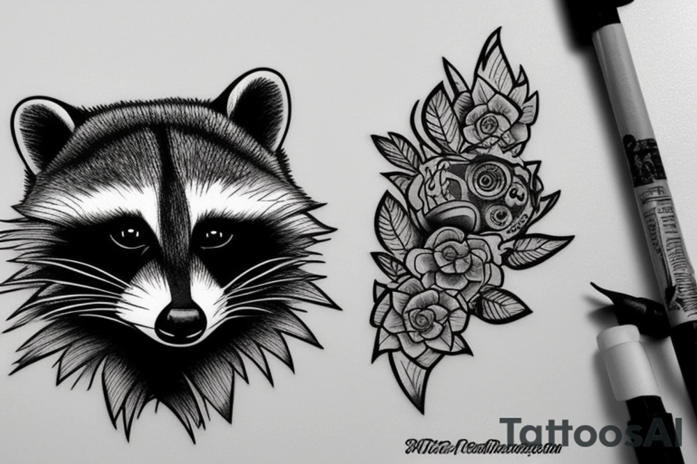 Mechanic raccoon tattoo idea