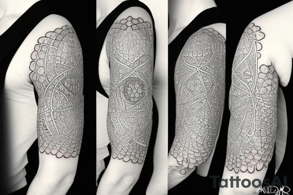 flower of life sleeve with a lighting attached to it tattoo idea
