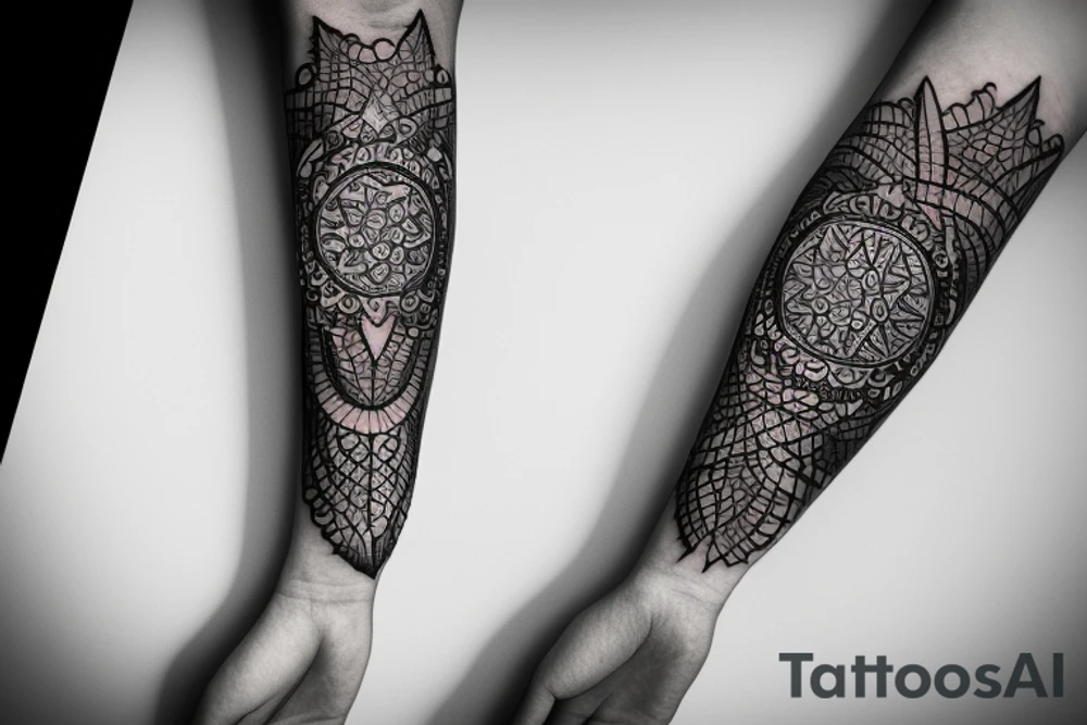 flower of life sleeve with a lighting attached to it tattoo idea