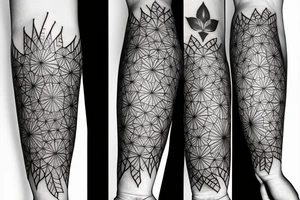 flower of life sleeve on forearm with a lighting attached to it tattoo idea