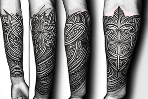 flower of life sleeve on forearm all the way to wrist with a lighting attached to it tattoo idea