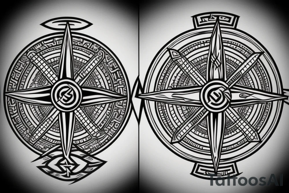 viking symbol compass tattoo idea