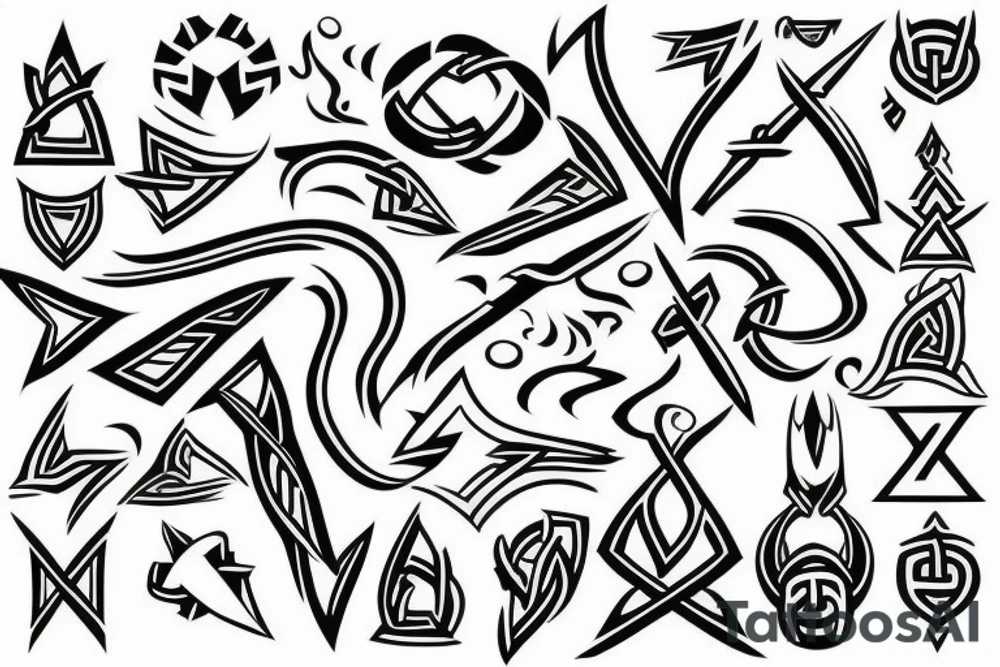 viking symbol, geometric tattoo idea