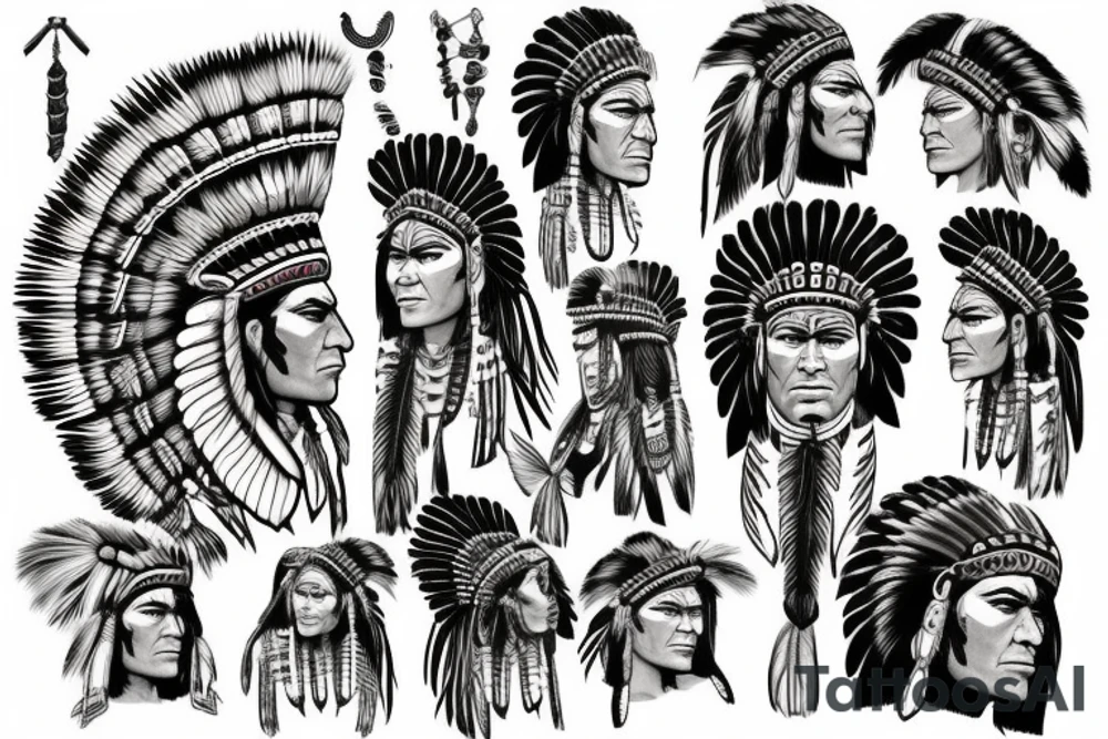 indian chief looking over cliff tattoo idea