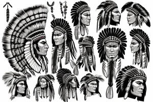 indian chief looking over cliff tattoo idea