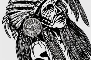 indian chief looking over cliff tattoo idea