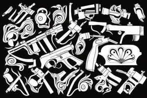 gun with bananna tattoo idea