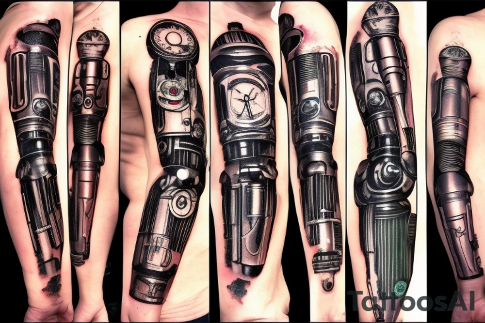 Ripped skin that exposes C3PO robotic arm on my forearm tattoo idea
