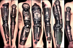 Ripped skin that exposes C3PO robotic arm on my forearm tattoo idea