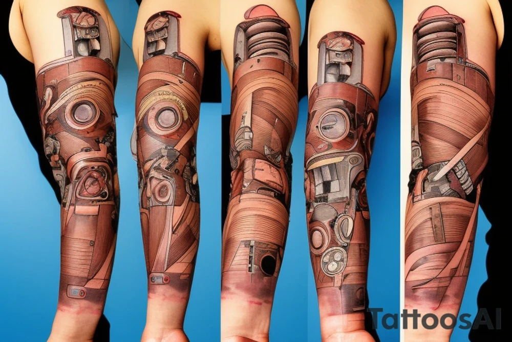 Ripped skin that exposes robotic arm on my forearm tattoo idea