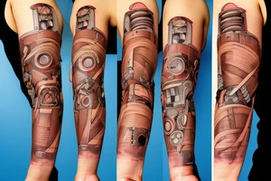 Ripped skin that exposes robotic arm on my forearm tattoo idea