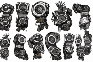 Ripped skin that exposes robotic arm on my forearm tattoo idea