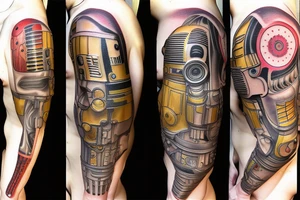 Ripped skin that exposes C3PO robotic arm on my forearm tattoo idea