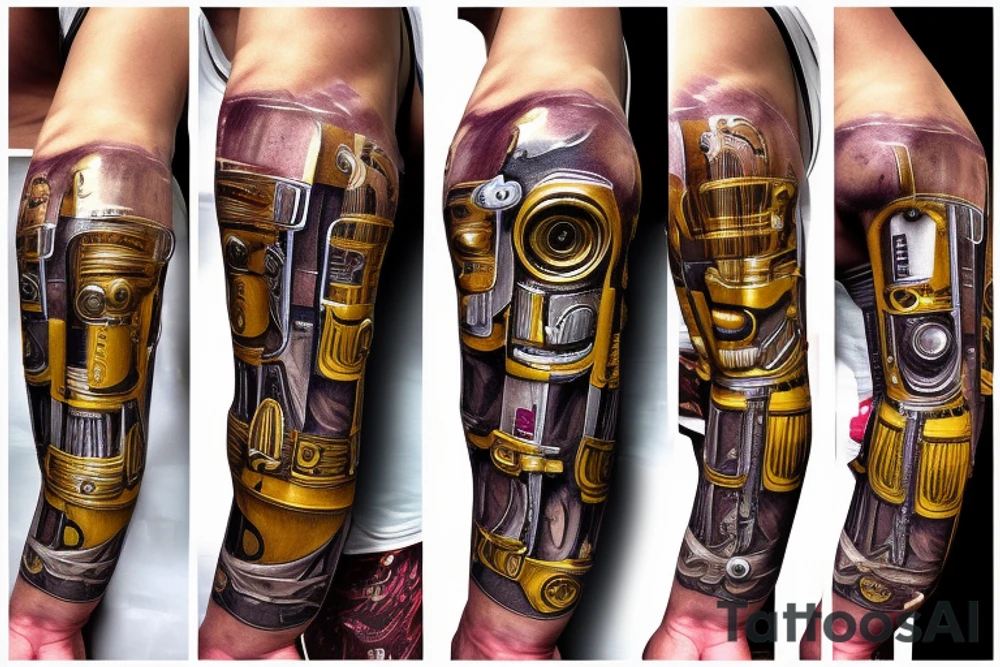 Ripped skin that exposes C3PO robotic arm on my forearm tattoo idea