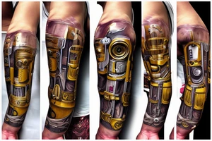 Ripped skin that exposes C3PO robotic arm on my forearm tattoo idea