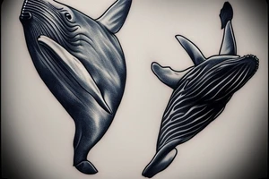 Humpback whale jumping through a Polaroid picture tattoo idea