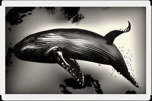 Humpback whale jumping through a Polaroid picture tattoo idea