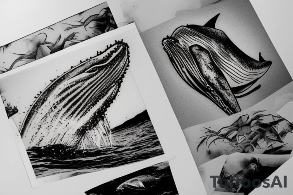 Humpback whale jumping through a Polaroid picture tattoo idea Humpback whale jumping through a Polaroid picture tattoo idea