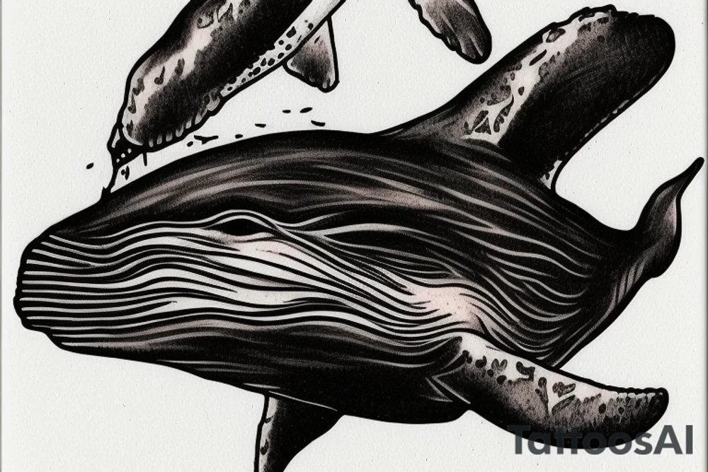 Humpback whale jumping through a Polaroid picture tattoo idea