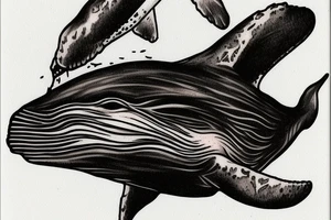 Humpback whale jumping through a Polaroid picture tattoo idea