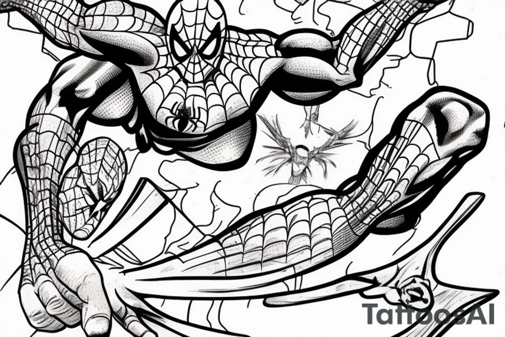 Spiderman reaching to save icarus tattoo idea