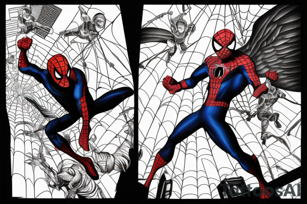 Spiderman reaching to save icarus tattoo idea