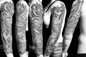 Full sleeve tattoo with saphira the dragon tattoo idea