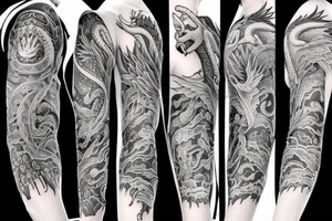Full sleeve tattoo with saphira the dragon tattoo idea