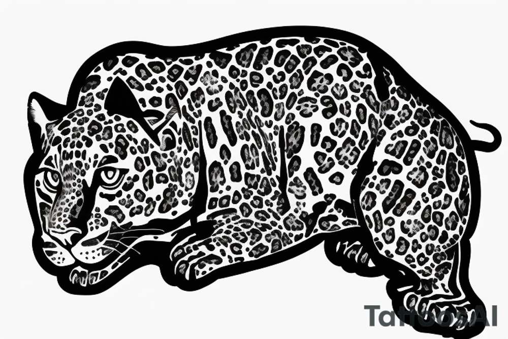 jaguar with an intelligent expression looks contemptuously at the whole world from above tattoo idea