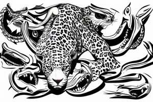 jaguar with an intelligent expression looks contemptuously at the whole world from above tattoo idea