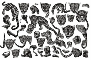 jaguar stands with a proud posture and an intelligent expression on his face looks contemptuously at the whole world from above tattoo idea