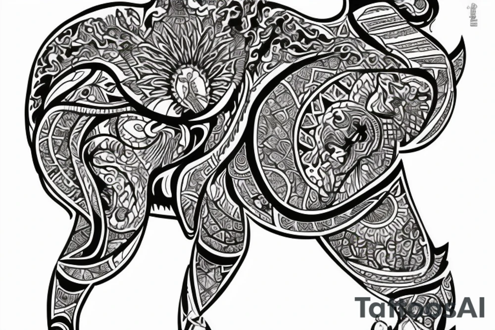 Almaty iconic in nomad oriental style tattoo idea