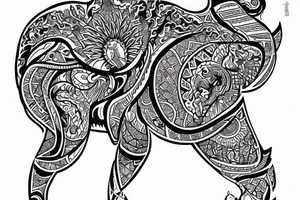 Almaty iconic in nomad oriental style tattoo idea