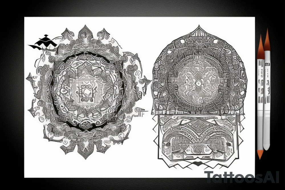 Almaty iconic in nomad oriental style tattoo idea
