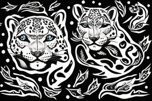 snow leopard in the mountains tattoo idea
