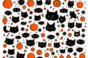 Black cat and orange cat with a starry cosmic theme to it tattoo idea