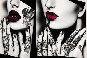 lipstick and lips tattoo idea