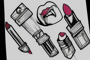 lipstick and lips tattoo idea